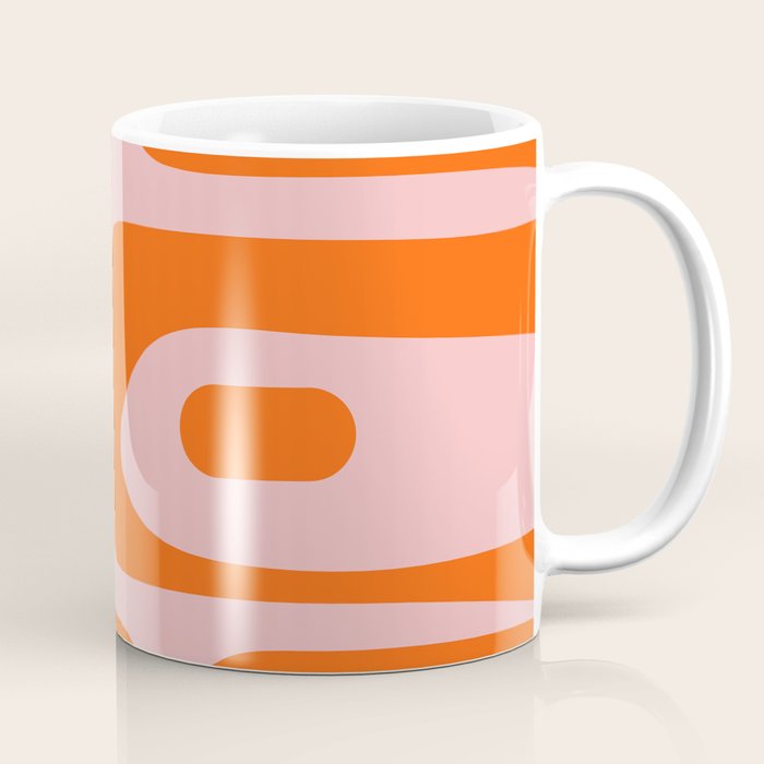 Mid Century Modern Piquet Minimalist Retro Abstract Pattern in Contemporary Orange and Pink Coffee Mug Gallery Image 1