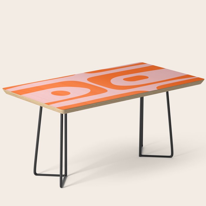 Mid Century Modern Piquet Minimalist Retro Abstract Pattern in Contemporary Orange and Pink Coffee Table Gallery Image 1
