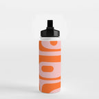 Mid Century Modern Piquet Minimalist Retro Abstract Pattern in Contemporary Orange and Pink Water Bottle Gallery Image 2