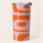 Mid Century Modern Piquet Minimalist Retro Abstract Pattern in Contemporary Orange and Pink Travel Mug Gallery Image 2