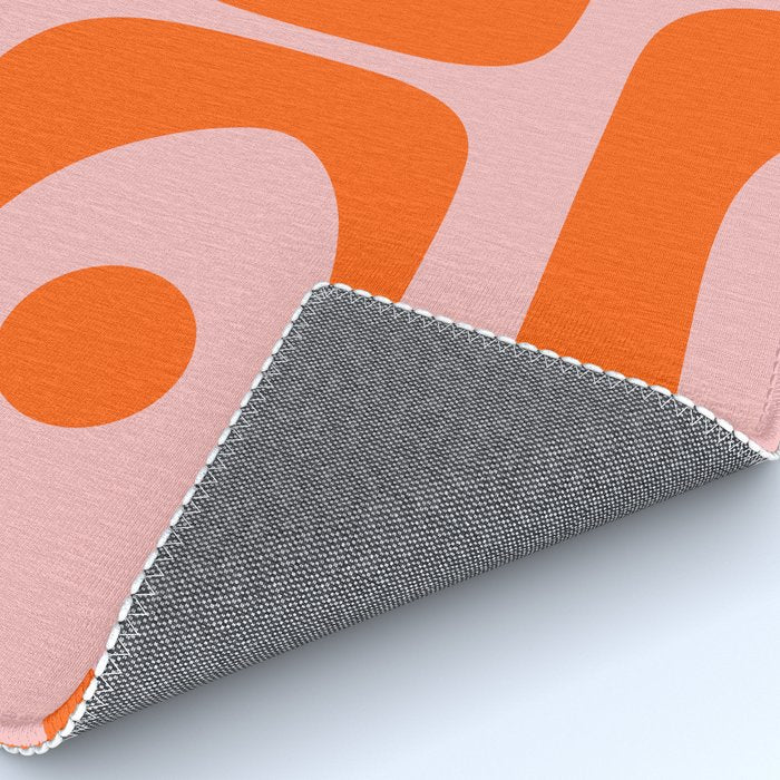 Mid Century Modern Piquet Minimalist Retro Abstract Pattern in Contemporary Orange and Pink Rug Gallery Image 4