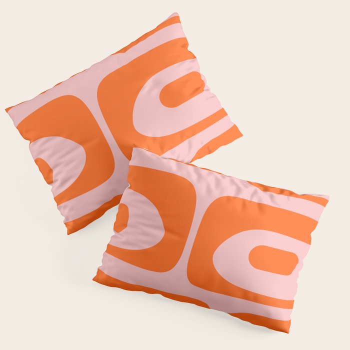 Mid Century Modern Piquet Minimalist Retro Abstract Pattern in Contemporary Orange and Pink Pillow Sham Gallery Image 3