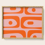 Mid Century Modern Piquet Minimalist Retro Abstract Pattern in Contemporary Orange and Pink Serving Tray Gallery Image 1