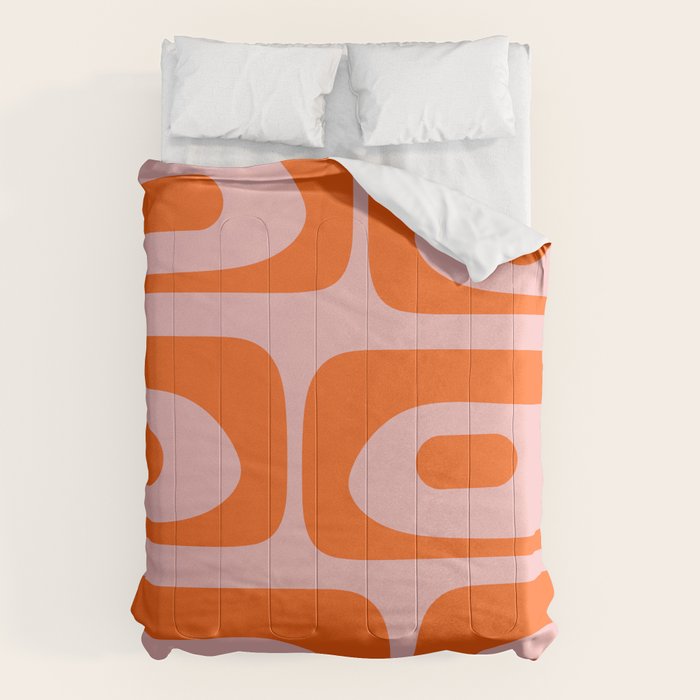 Mid Century Modern Piquet Minimalist Retro Abstract Pattern in Contemporary Orange and Pink Comforter Gallery Image 6