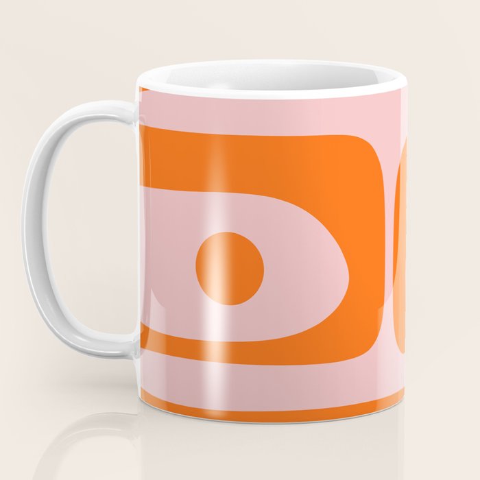 Mid Century Modern Piquet Minimalist Retro Abstract Pattern in Contemporary Orange and Pink Coffee Mug Gallery Image 3