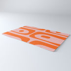 Mid Century Modern Piquet Minimalist Retro Abstract Pattern in Contemporary Orange and Pink Rug Gallery Image 3