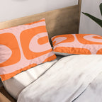 Mid Century Modern Piquet Minimalist Retro Abstract Pattern in Contemporary Orange and Pink Pillow Sham Gallery Image 2