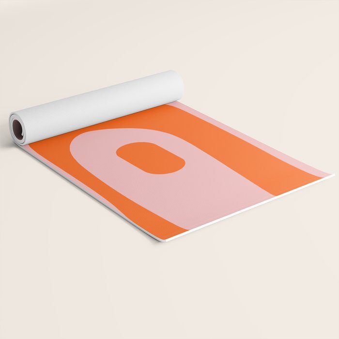 Mid Century Modern Piquet Minimalist Retro Abstract Pattern in Contemporary Orange and Pink Yoga Mat Gallery Image 2