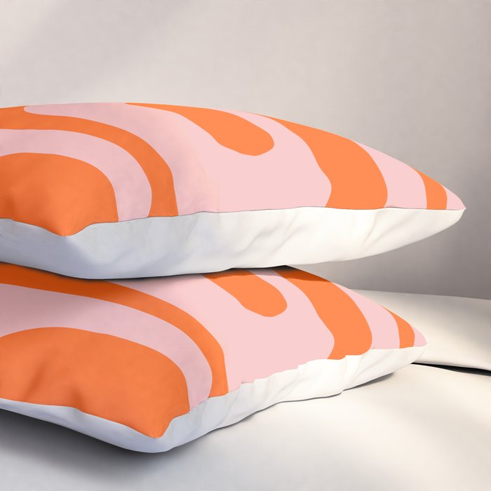 Mid Century Modern Piquet Minimalist Retro Abstract Pattern in Contemporary Orange and Pink Pillow Sham Gallery Image 3