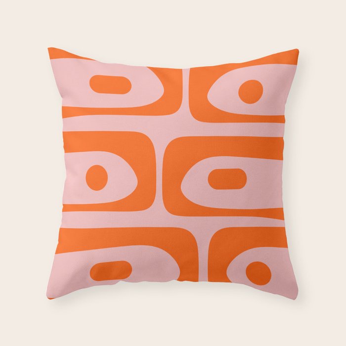Mid Century Modern Piquet Minimalist Retro Abstract Pattern in Contemporary Orange and Pink Throw Pillow Gallery Image 6