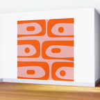 Mid Century Modern Piquet Minimalist Retro Abstract Pattern in Contemporary Orange and Pink Wall Mural Gallery Image 2