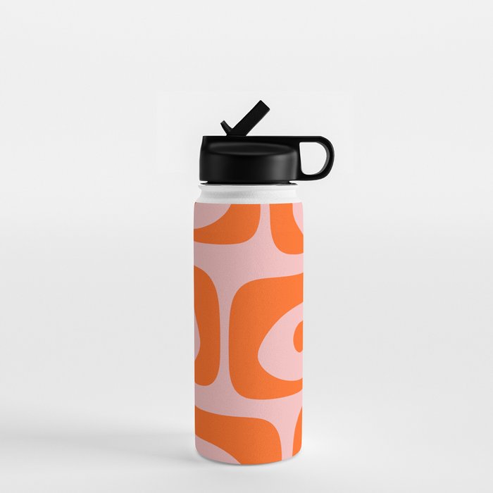Mid Century Modern Piquet Minimalist Retro Abstract Pattern in Contemporary Orange and Pink Water Bottle Gallery Image 1