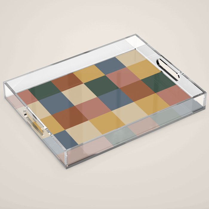 Bold Retro Checks Pattern - Large XI Acrylic Tray Gallery Image 1