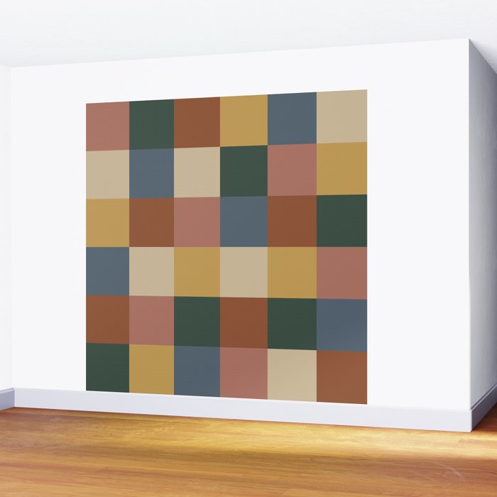 Bold Retro Checks Pattern - Large XI Wall Mural Gallery Image 2