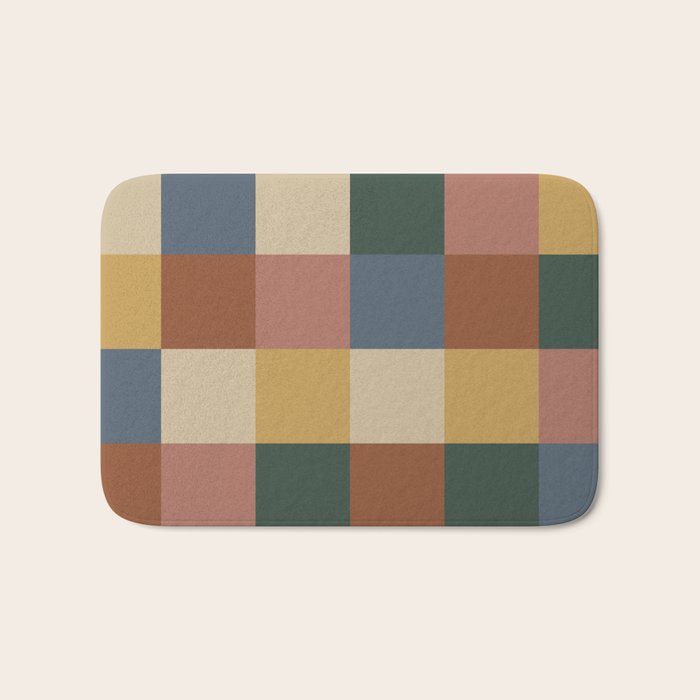Bold Retro Checks Pattern - Large XI Bath Mat Gallery Image 1