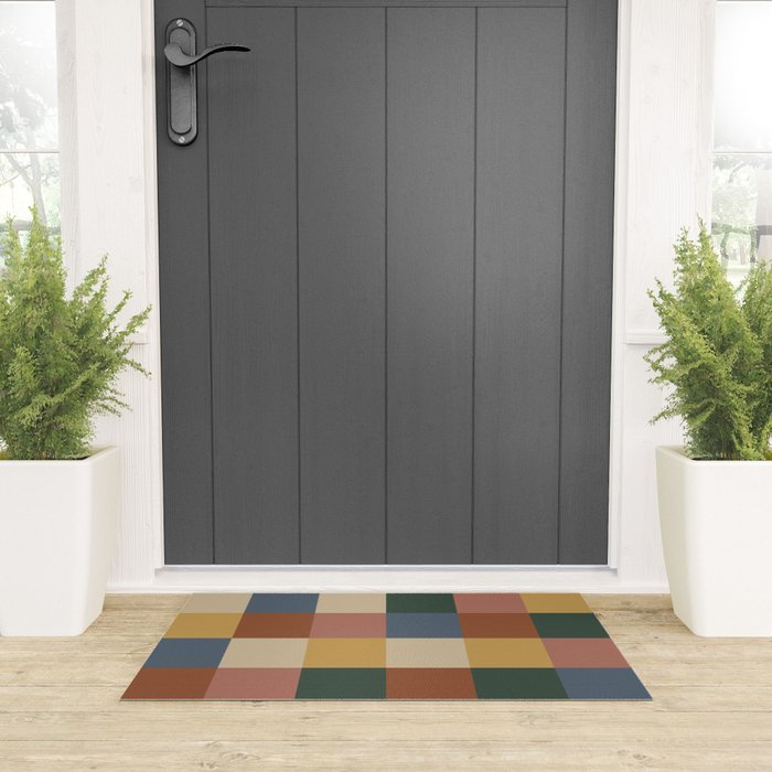 Bold Retro Checks Pattern - Large XI Welcome Mat Gallery Image 3