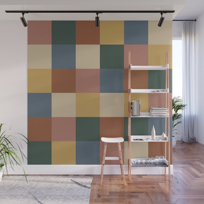 Bold Retro Checks Pattern - Large XI Wall Mural Gallery Image 1