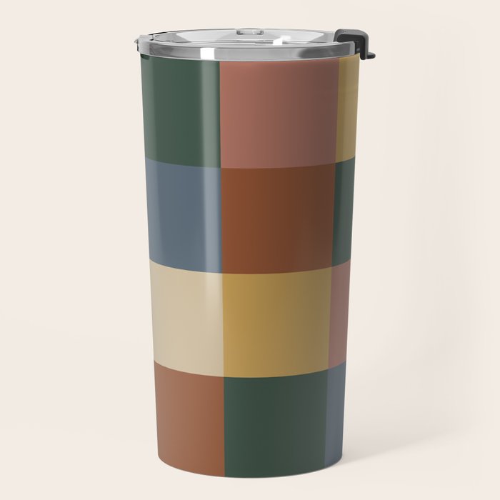 Bold Retro Checks Pattern - Large XI Travel Mug Gallery Image 2