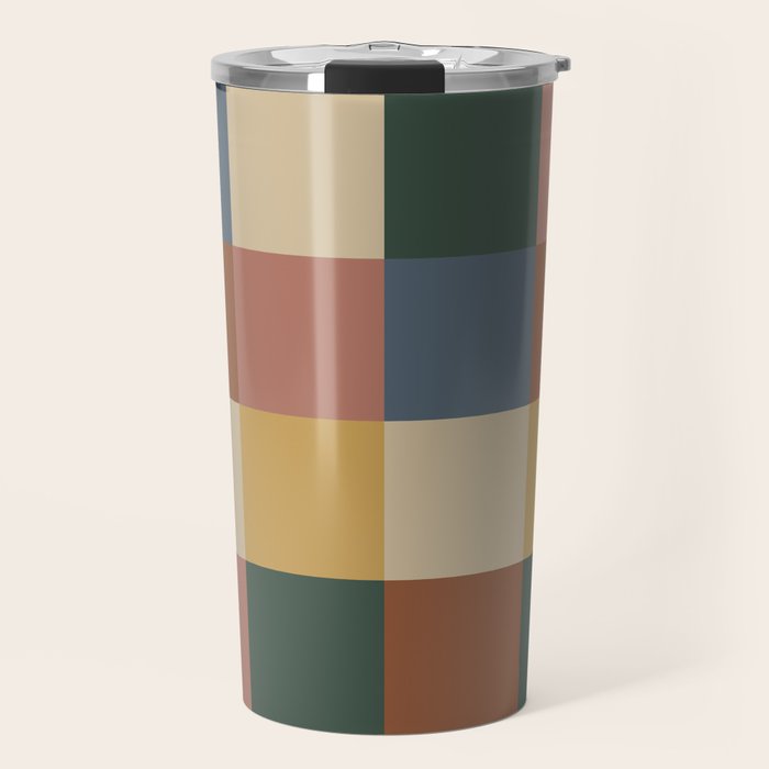 Bold Retro Checks Pattern - Large XI Travel Mug Gallery Image 1