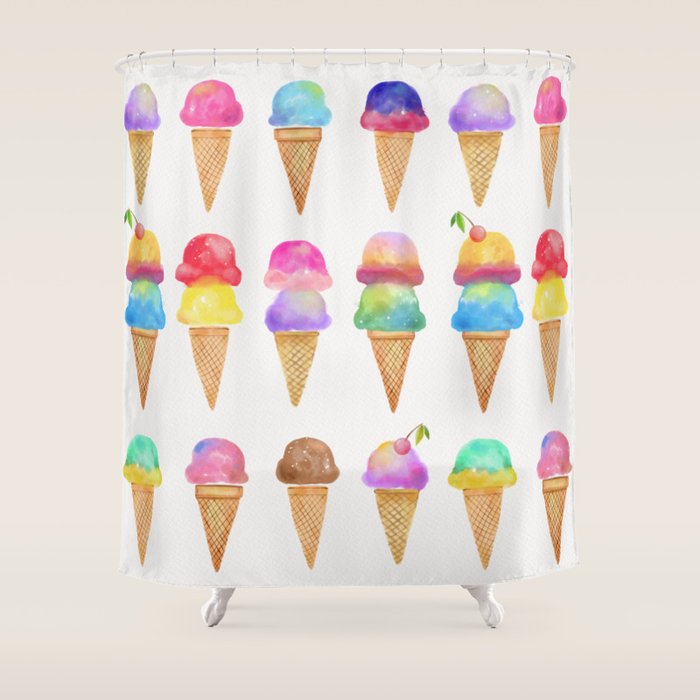 Summer Ice Cream Cones Shower Curtain Gallery Image 1