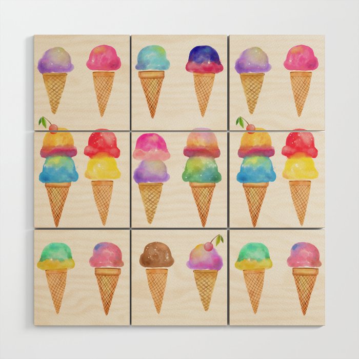 Summer Ice Cream Cones Wood Wall Art Gallery Image 1