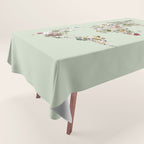 Vintage Botanical World Green Tablecloth Gallery Image 1