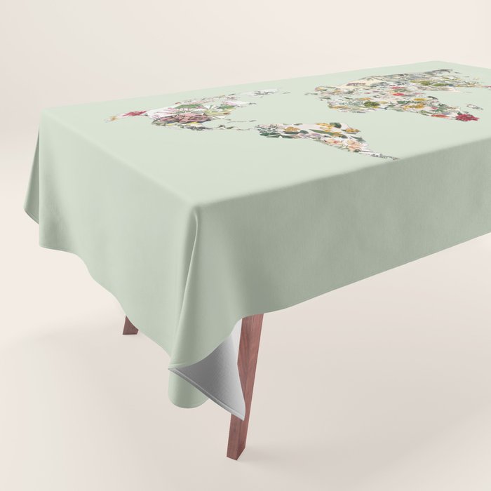 Vintage Botanical World Green Tablecloth Gallery Image 1