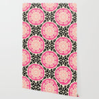 Folk Art Mandala - black, pink, and cream Wallpaper Gallery Image 2