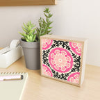 Folk Art Mandala - black, pink, and cream Mini Art Print Gallery Image 2