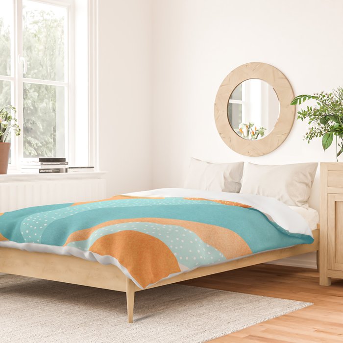 Abstract Tropics in Orange and Blue Duvet Cover Gallery Image 2