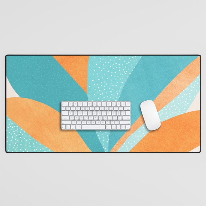 Abstract Tropics in Orange and Blue Desk Mat Gallery Image 1