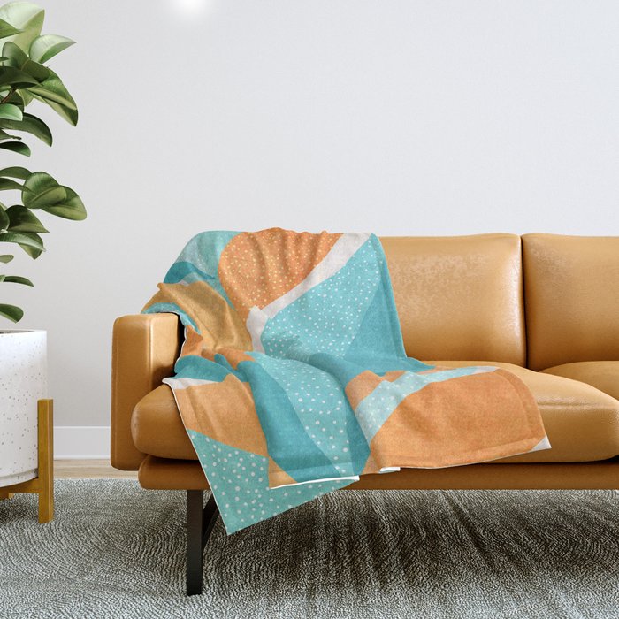 Abstract Tropics in Orange and Blue Throw Blanket Gallery Image 1