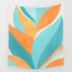 Abstract Tropics in Orange and Blue Wall Tapestry Gallery Image 4