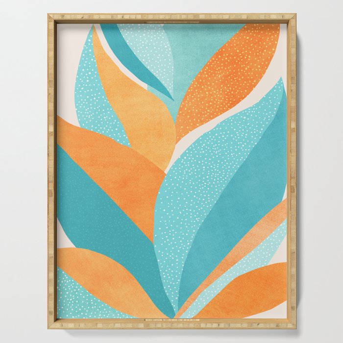 Abstract Tropics in Orange and Blue Serving Tray Gallery Image 1