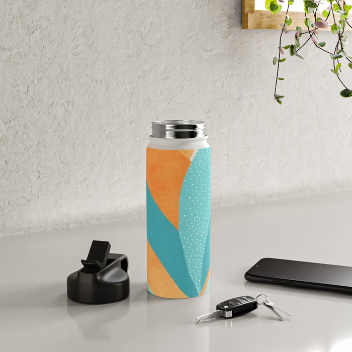 Abstract Tropics in Orange and Blue Water Bottle Gallery Image 4