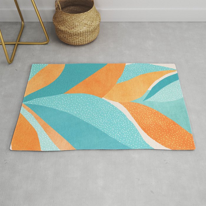 Abstract Tropics in Orange and Blue Rug Gallery Image 1