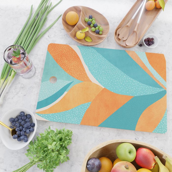 Abstract Tropics in Orange and Blue Cutting Board Gallery Image 2