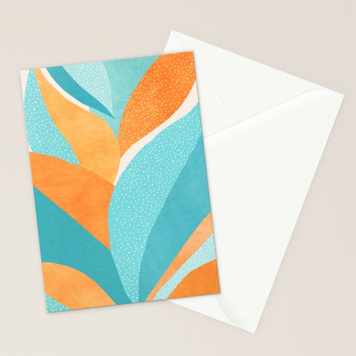 Abstract Tropics in Orange and Blue Stationery Card Gallery Image 2