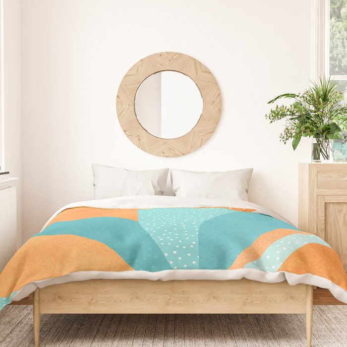 Abstract Tropics in Orange and Blue Duvet Cover Gallery Image 3