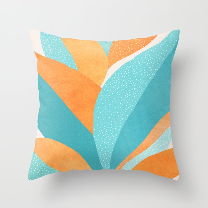 Abstract Tropics in Orange and Blue Throw Pillow Gallery Image 6