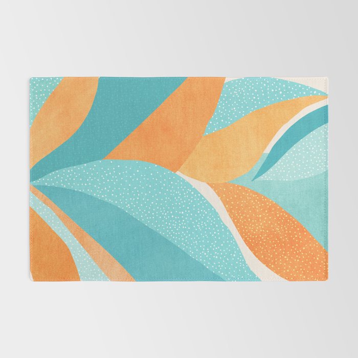 Abstract Tropics in Orange and Blue Rug Gallery Image 2