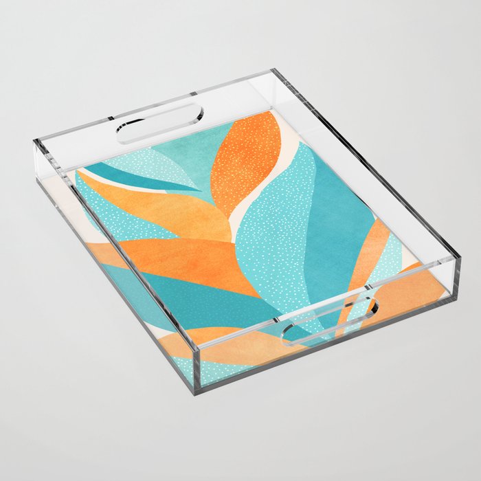 Abstract Tropics in Orange and Blue Acrylic Tray Gallery Image 1
