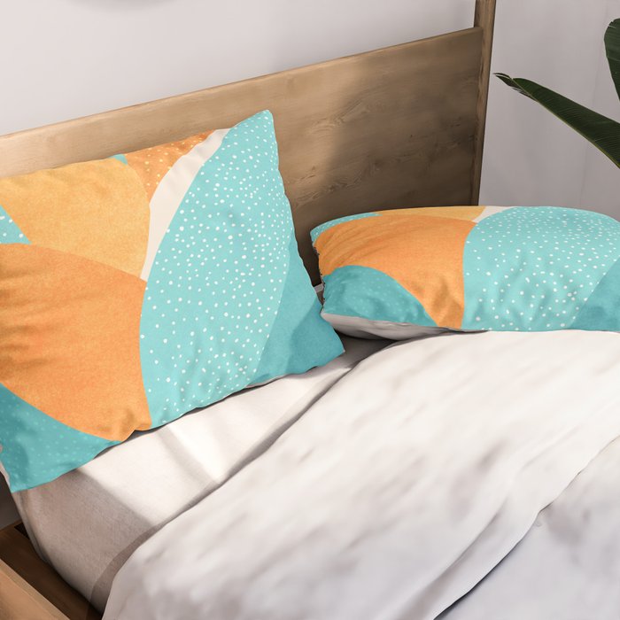 Abstract Tropics in Orange and Blue Pillow Sham Gallery Image 2