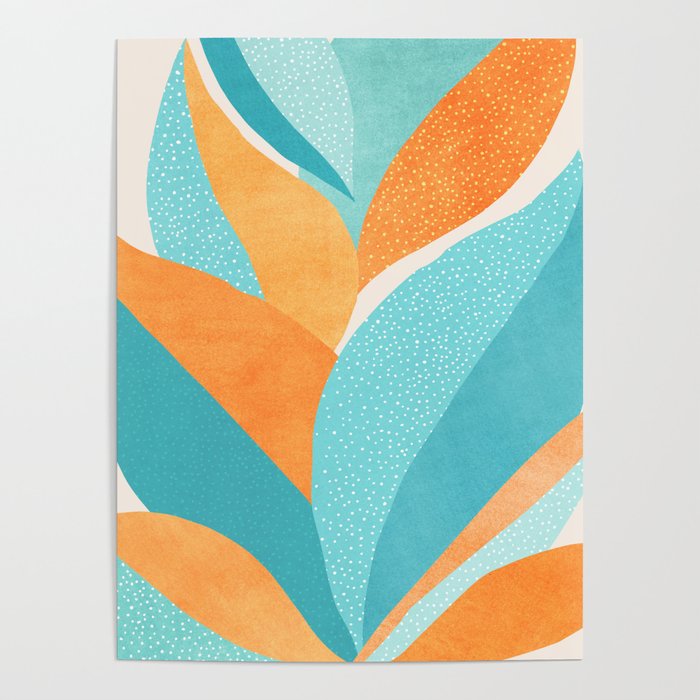 Abstract Tropics in Orange and Blue Poster Gallery Image 4