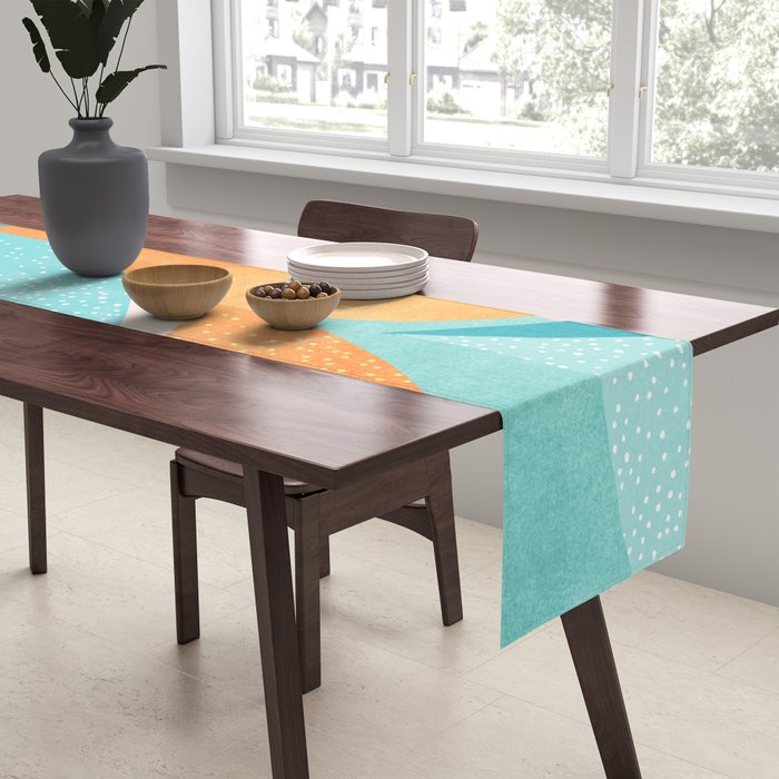 Abstract Tropics in Orange and Blue Table Runner Gallery Image 2