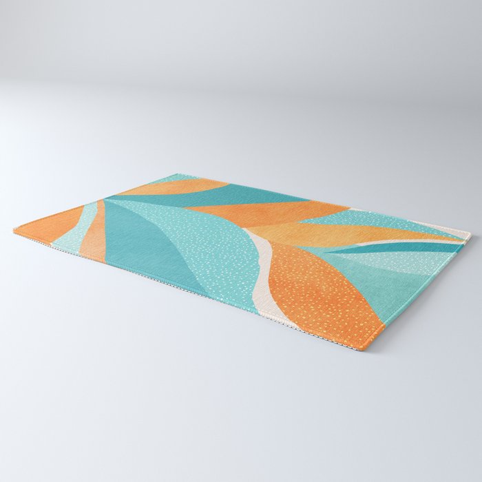 Abstract Tropics in Orange and Blue Rug Gallery Image 3