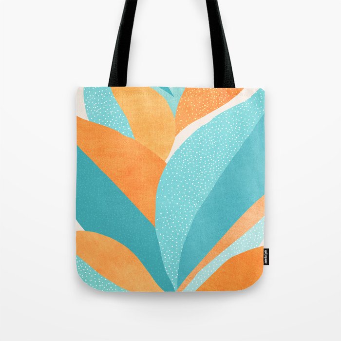 Abstract Tropics in Orange and Blue Tote Bag Gallery Image 1