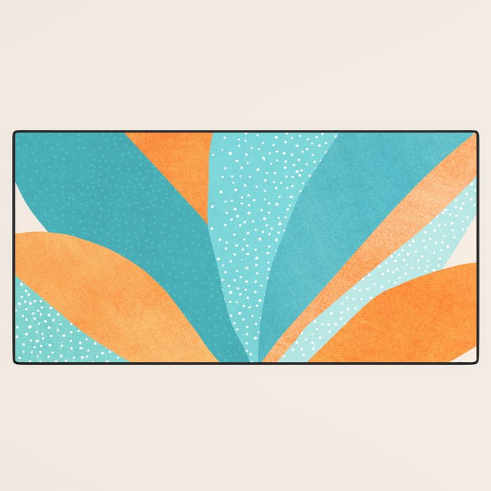 Abstract Tropics in Orange and Blue Desk Mat Gallery Image 3