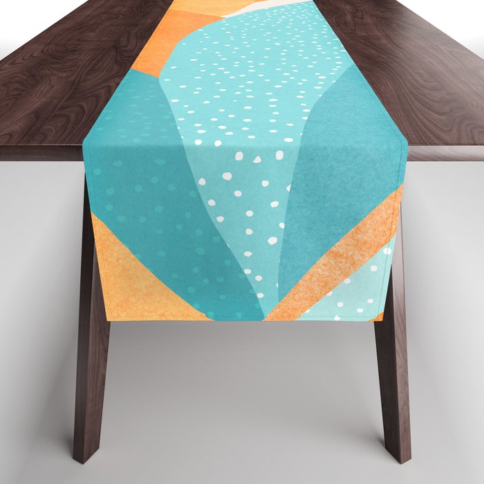 Abstract Tropics in Orange and Blue Table Runner Gallery Image 1