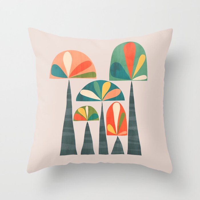 Quirky retro palm trees Throw Pillow Gallery Image 1